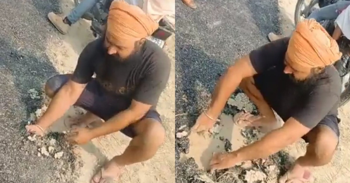 UP Model Development: Man peels off newly constructed road with bare hands; Video viral